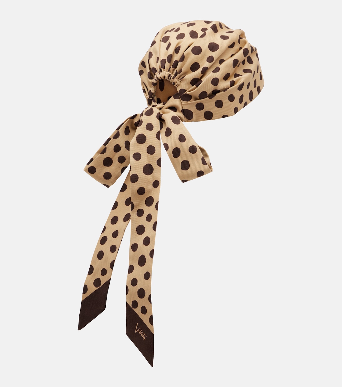Polka-dot cotton and silk head wrap  | Valentino