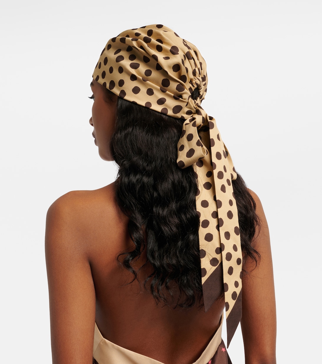 Polka-dot cotton and silk head wrap  | Valentino