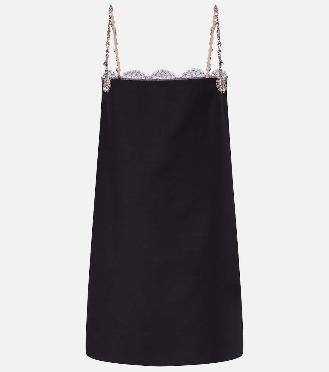 Crepe Couture embellished lace-trimmed minidress | Valentino