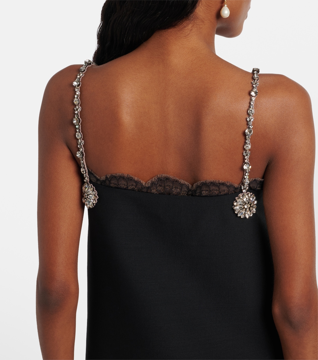 Crepe Couture embellished lace-trimmed minidress | Valentino