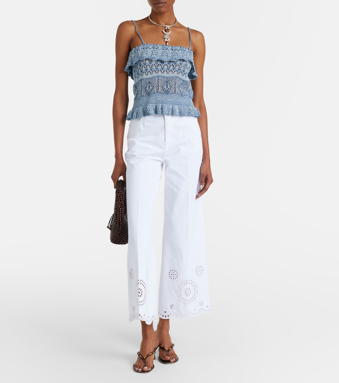 The Eyelet embroidered flared jeans | Frame