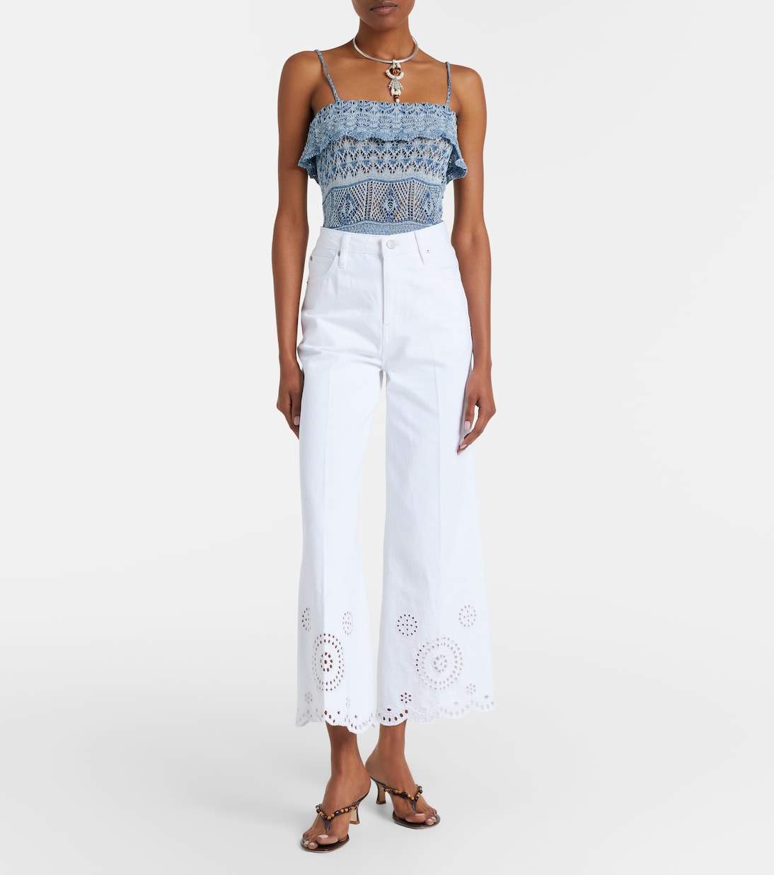 The Eyelet embroidered flared jeans | Frame