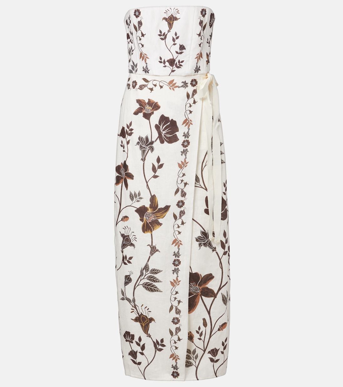 Cinefila floral linen bustier dress | Agua by Agua Bendita
