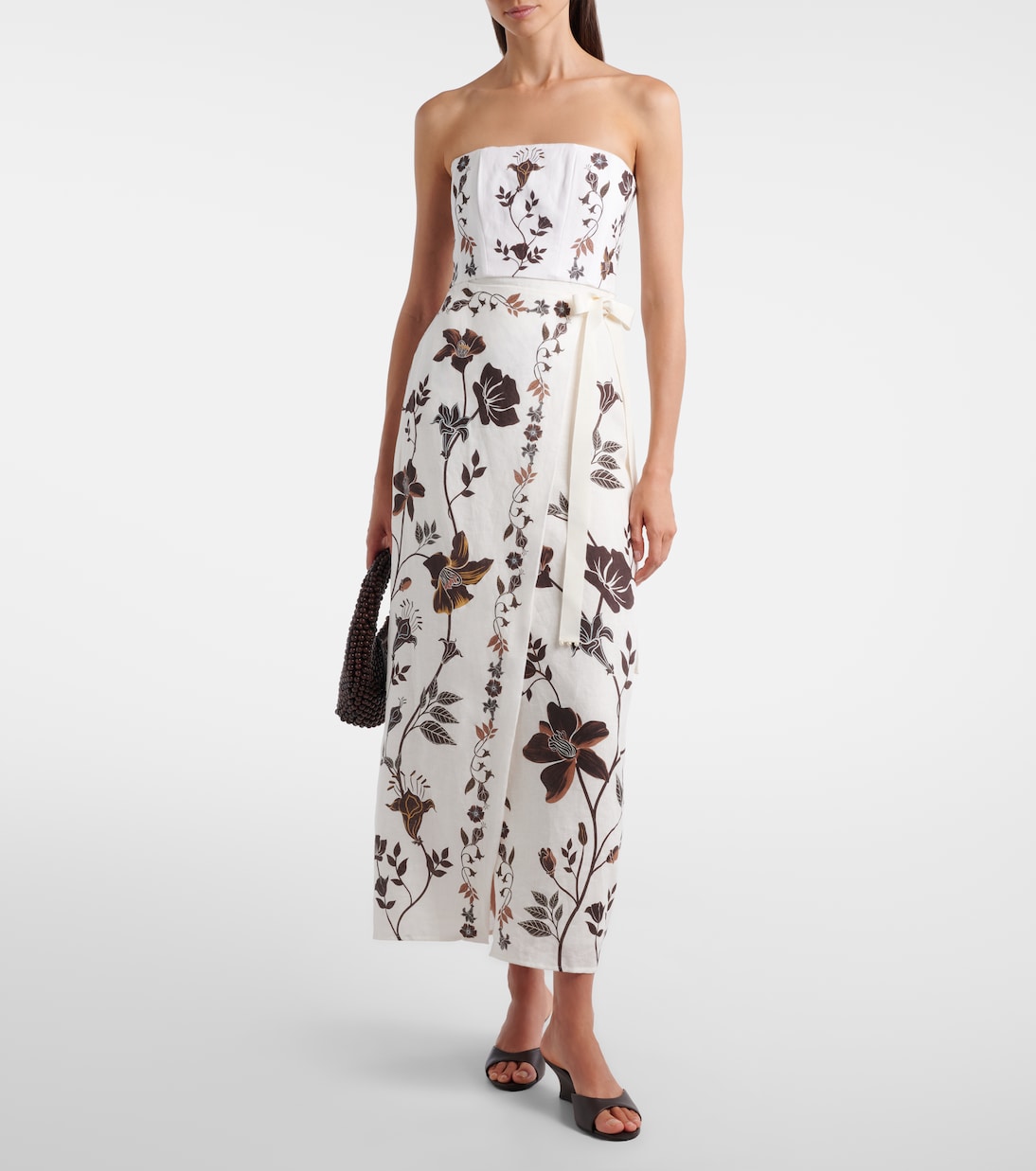 Cinefila floral linen bustier dress | Agua by Agua Bendita