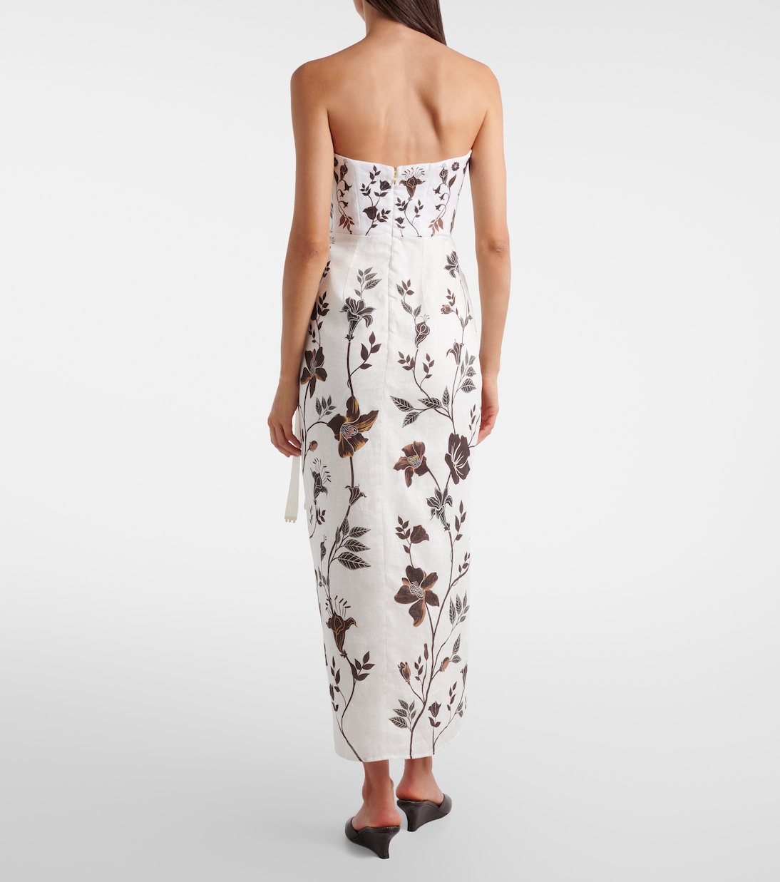 Cinefila floral linen bustier dress | Agua by Agua Bendita