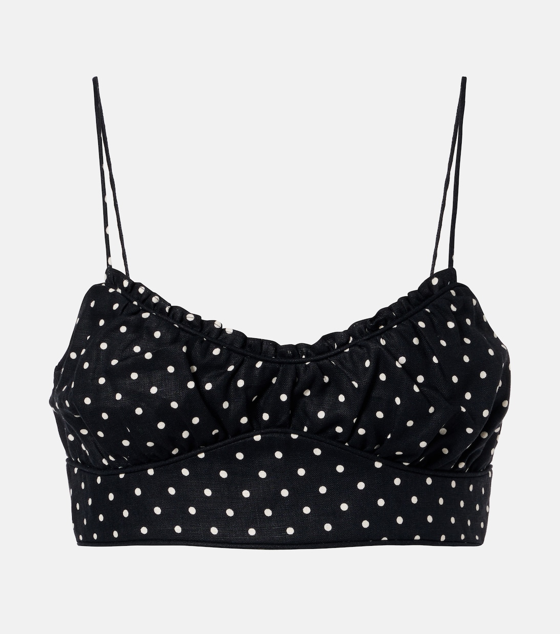 Lucia polka-dot linen crop top | Faithfull