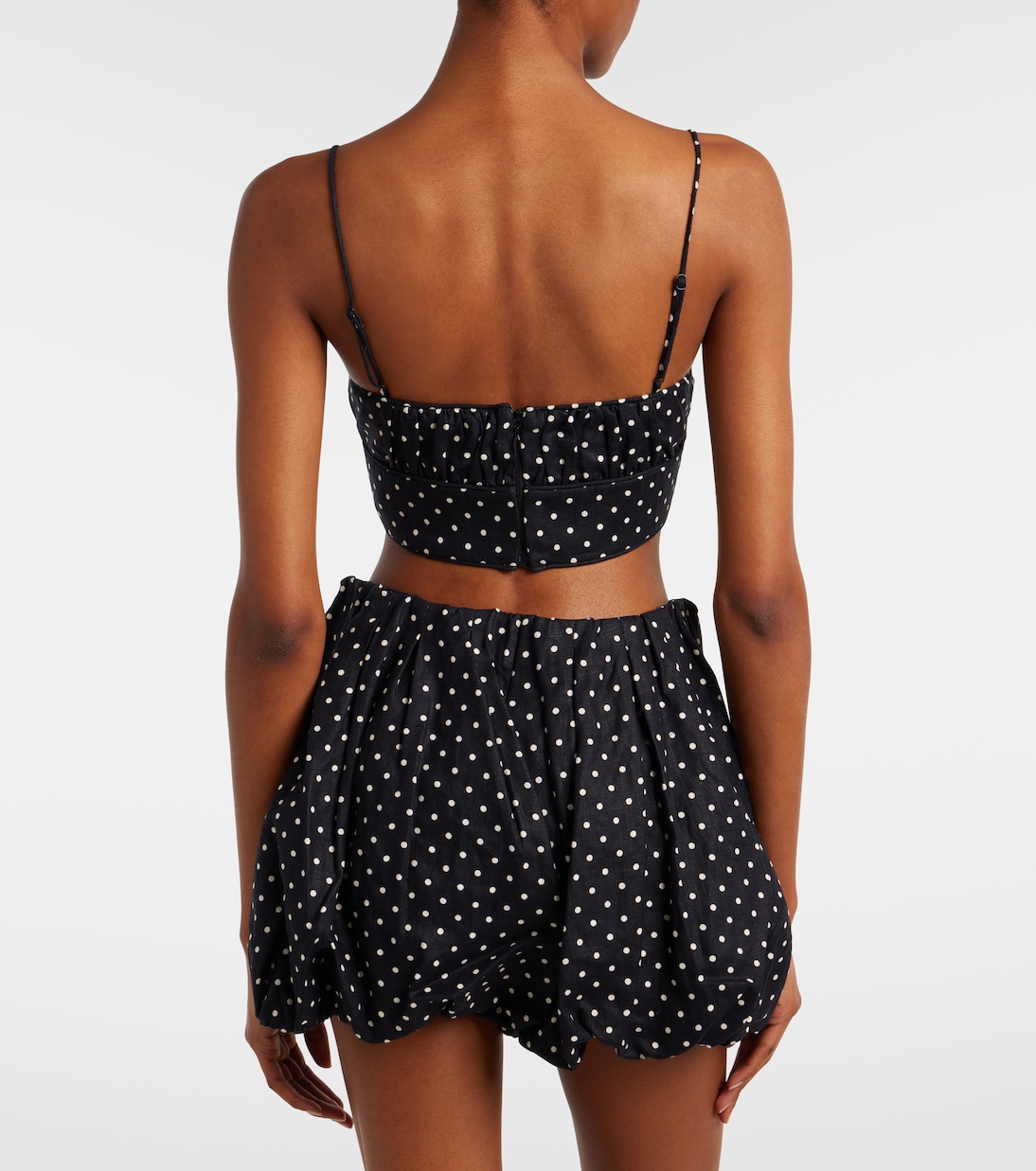 Lucia polka-dot linen crop top | Faithfull