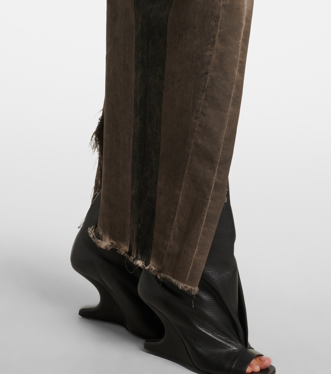 Sliced distressed denim midi skirt | Rick Owens