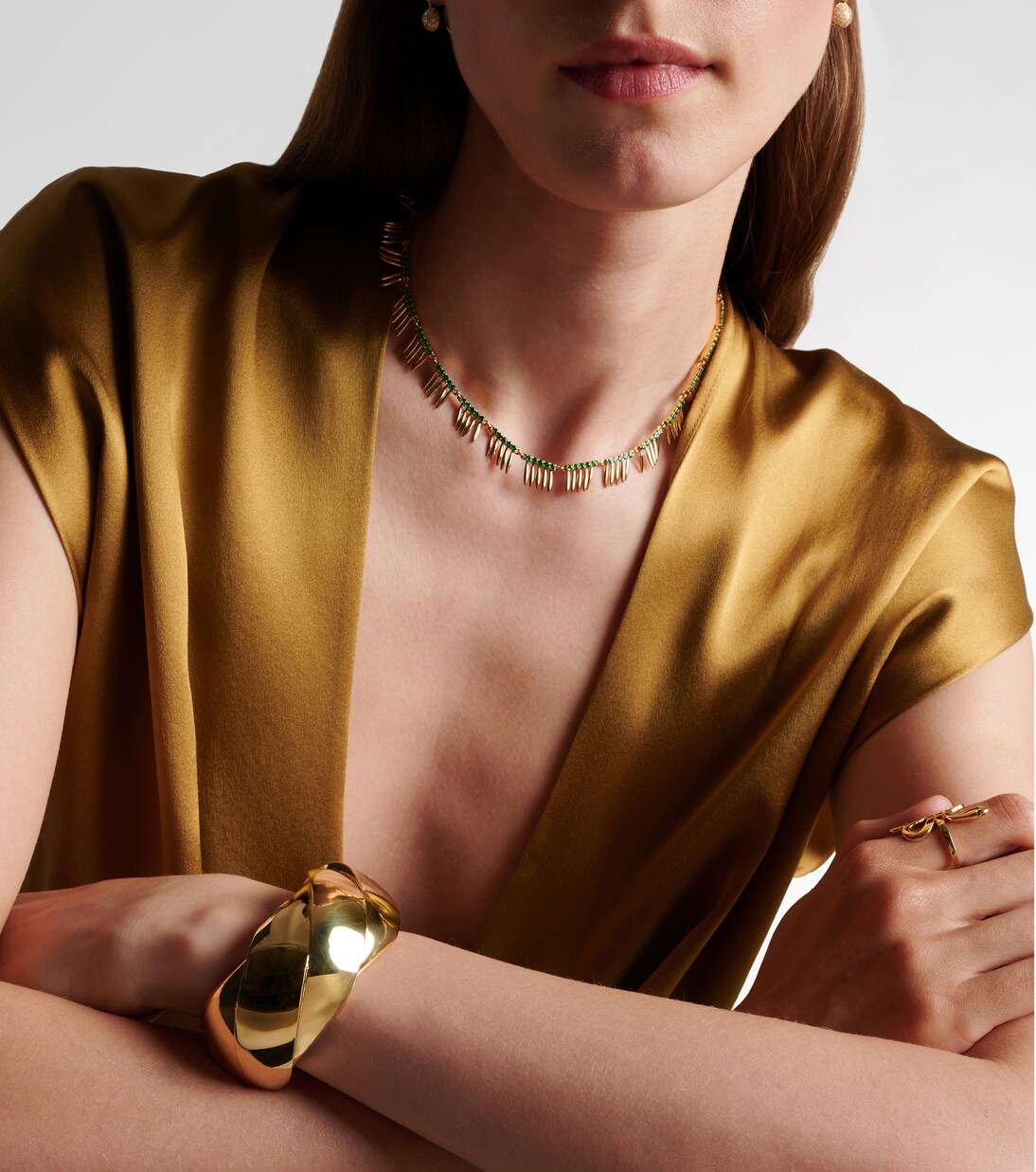 Grass Sunny 18kt gold necklace with emeralds | Ileana Makri