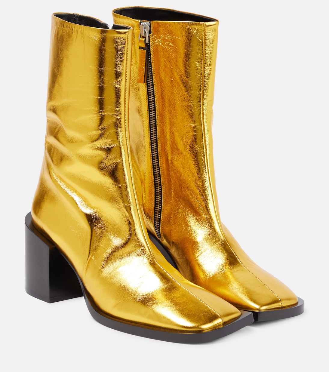 Ankle Boots aus Metallic-Leder | Jil Sander