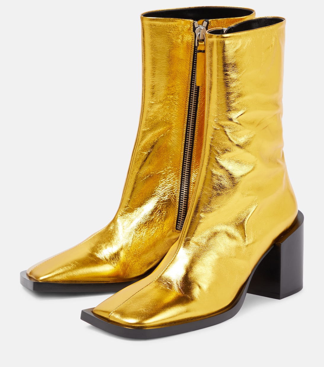 Ankle Boots aus Metallic-Leder | Jil Sander