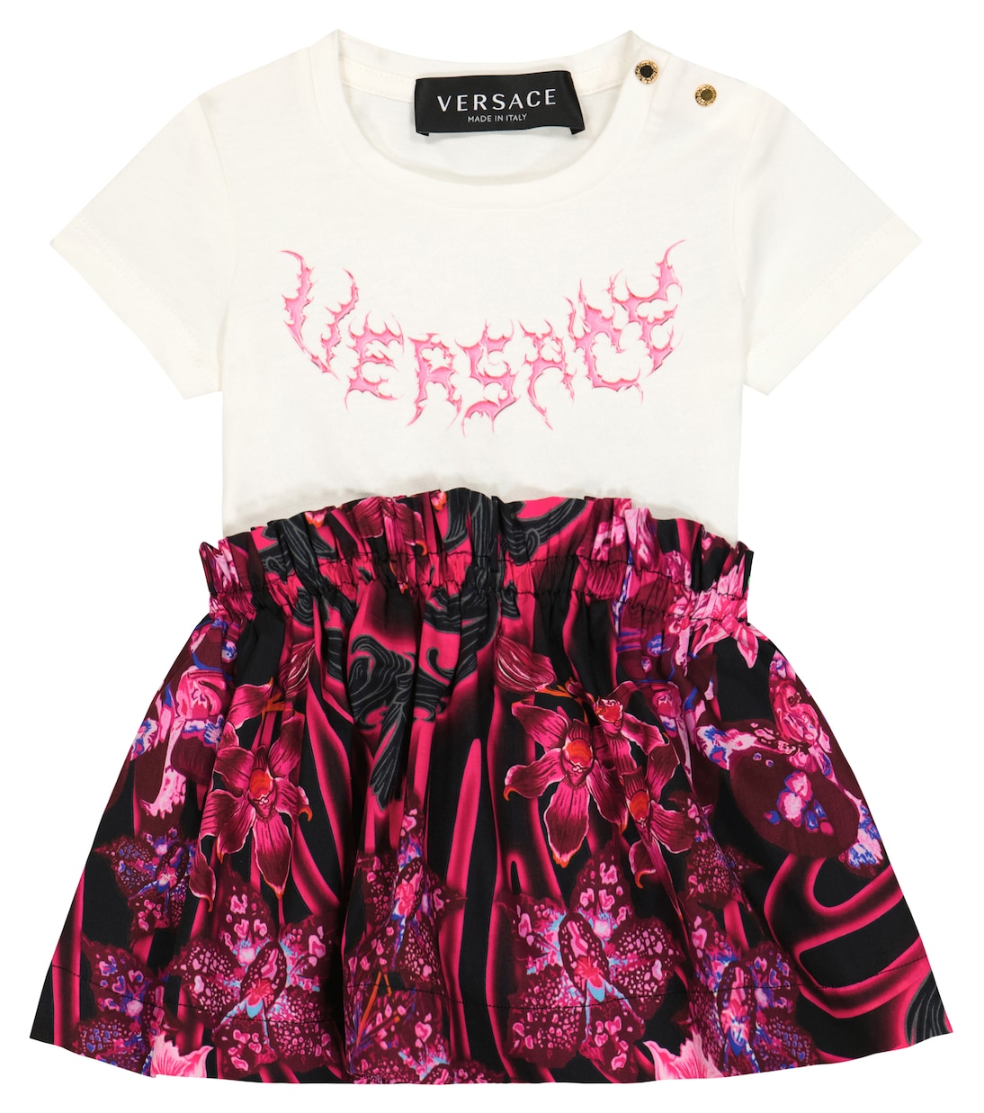 Robe Orchid Barocco en coton | Versace Kids