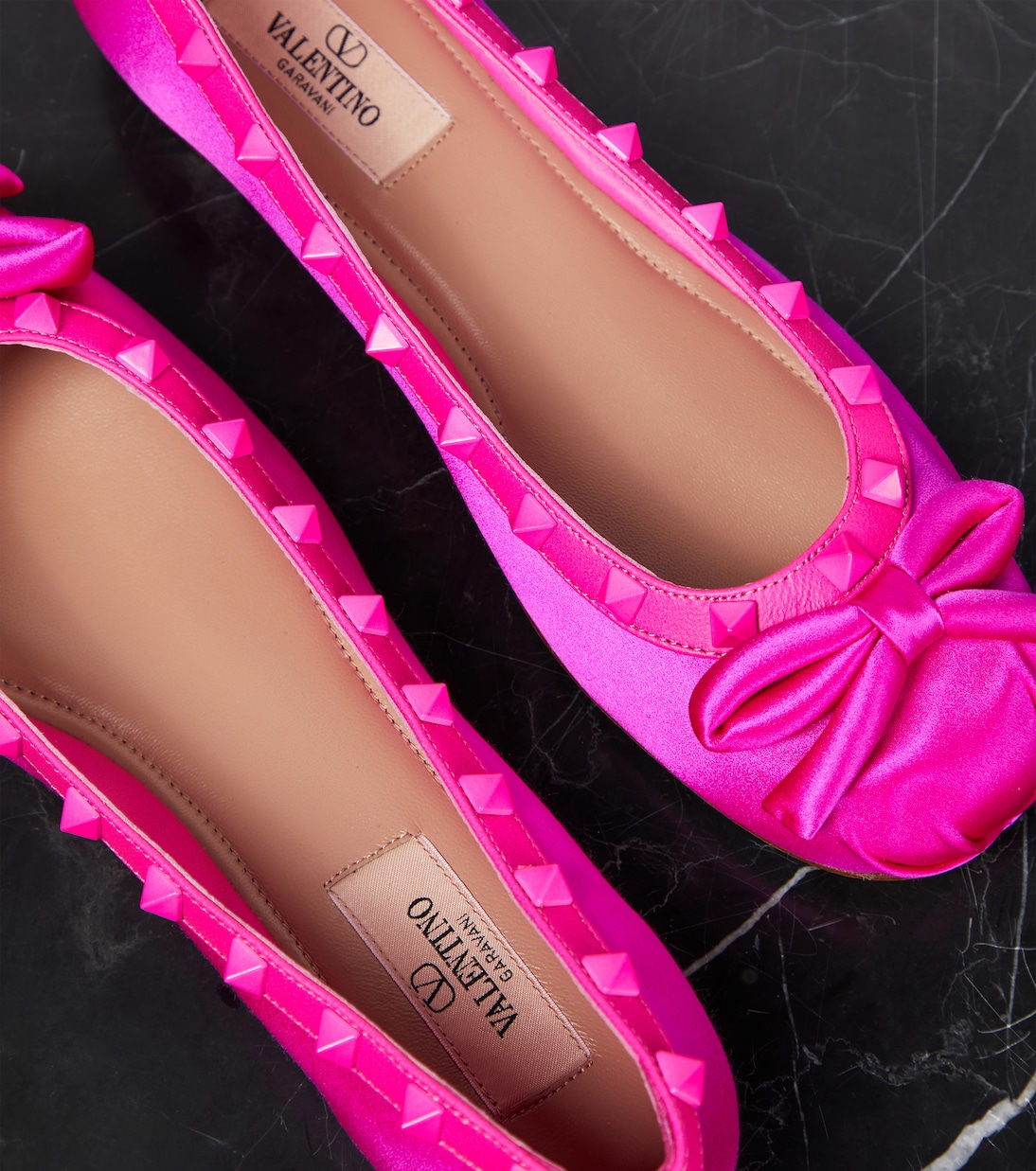 Rockstud satin ballet flats | Valentino Garavani