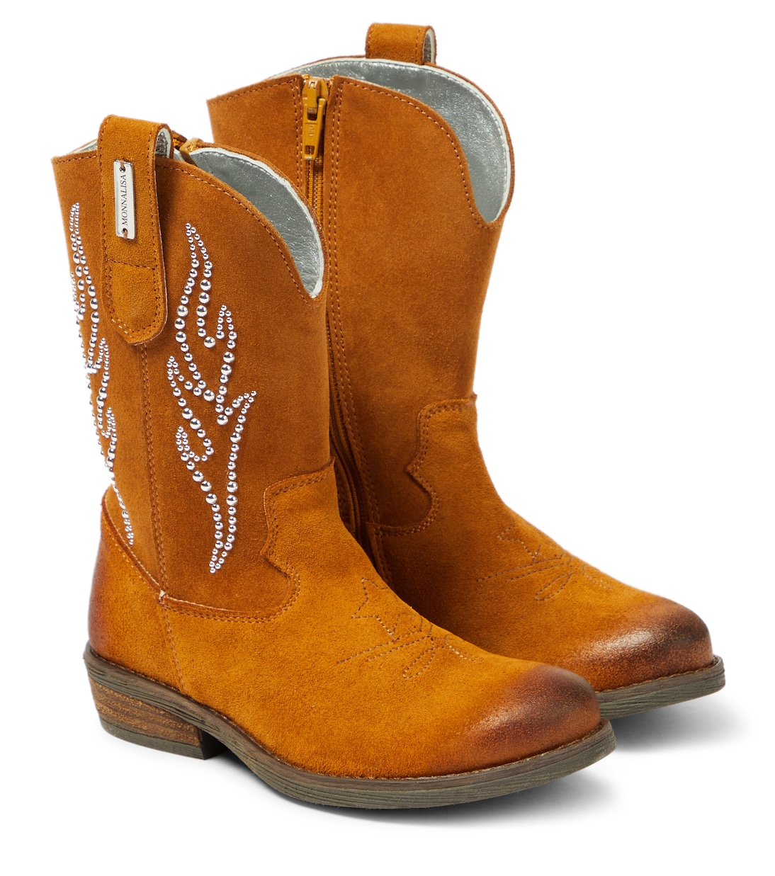 Studded suede cowboy boots | Monnalisa