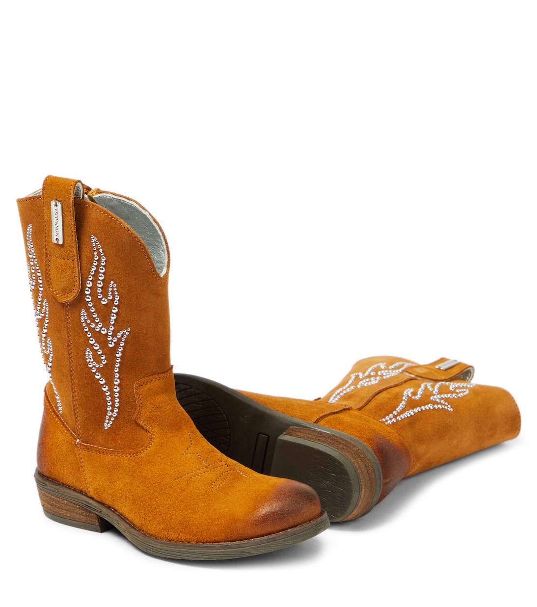 Studded suede cowboy boots | Monnalisa