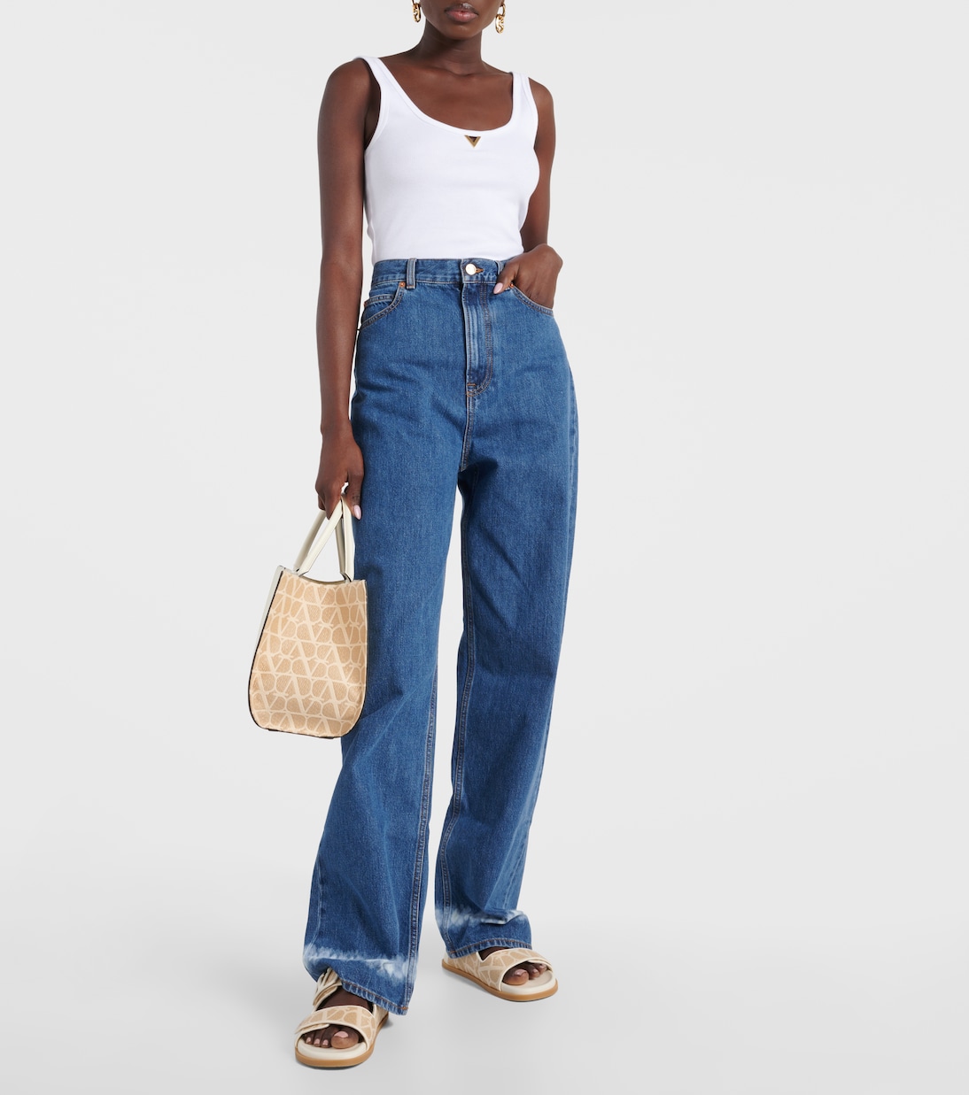 Sandalen VLogo Signature Toile Iconographe aus Raffiabast | Valentino Garavani