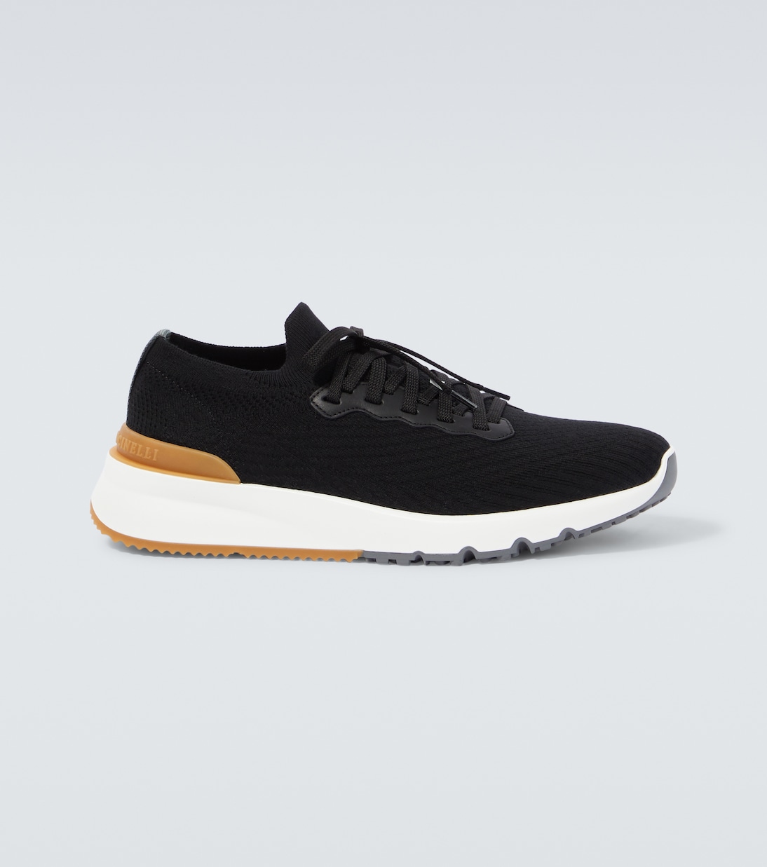 Leather-trimmed knit sneakers | Brunello Cucinelli