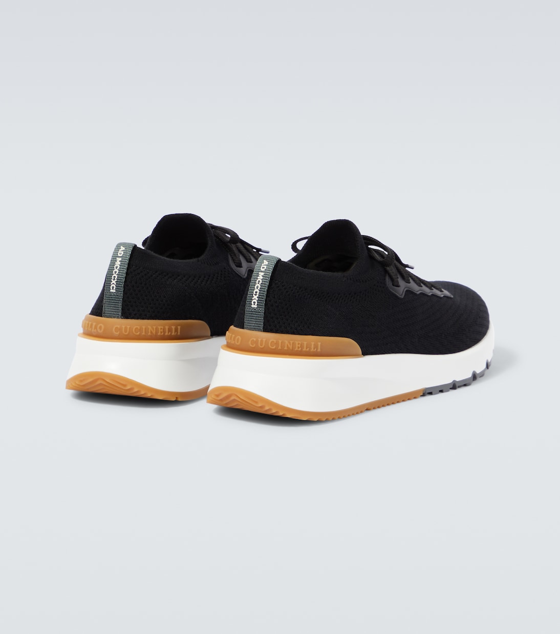 Leather-trimmed knit sneakers | Brunello Cucinelli