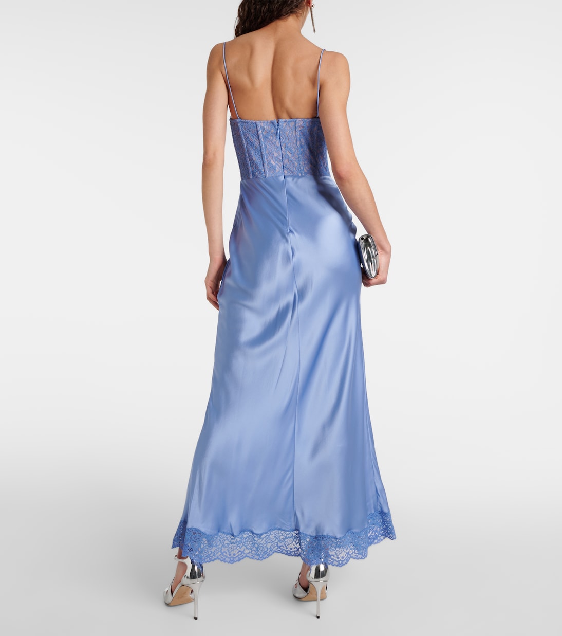 Robe longue Larisa en soie et dentelle | Rebecca Vallance