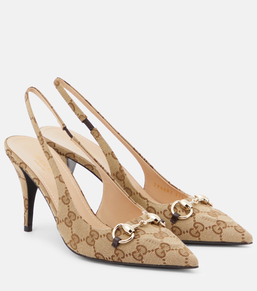 Slingback-Pumps Horsebit GG aus Canvas | Gucci