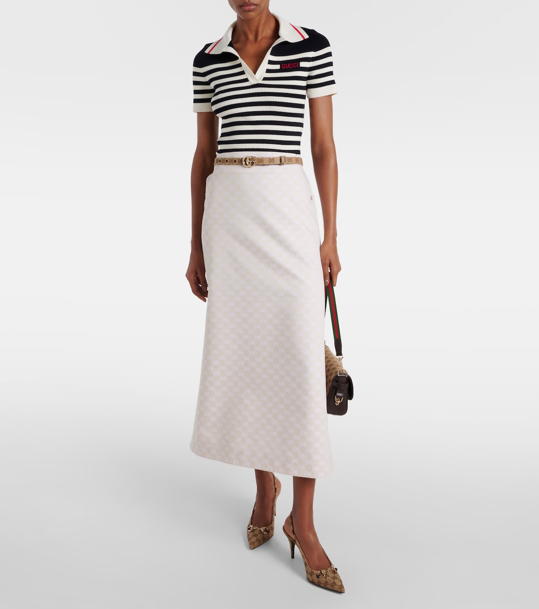 Slingback-Pumps Horsebit GG aus Canvas | Gucci