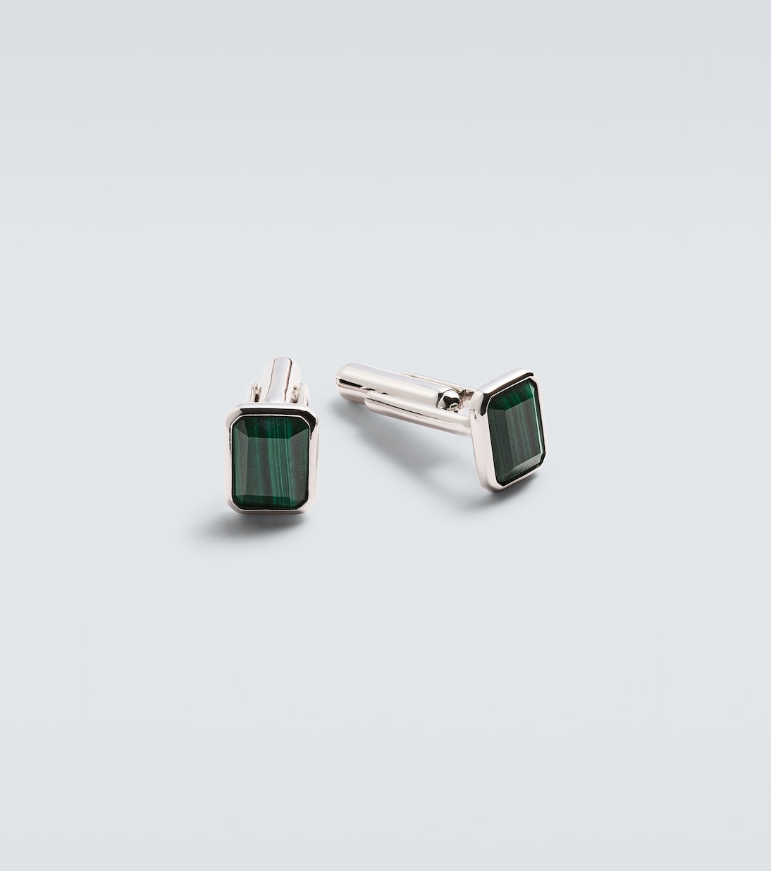 Sterling silver cufflinks with malachites | Mateo