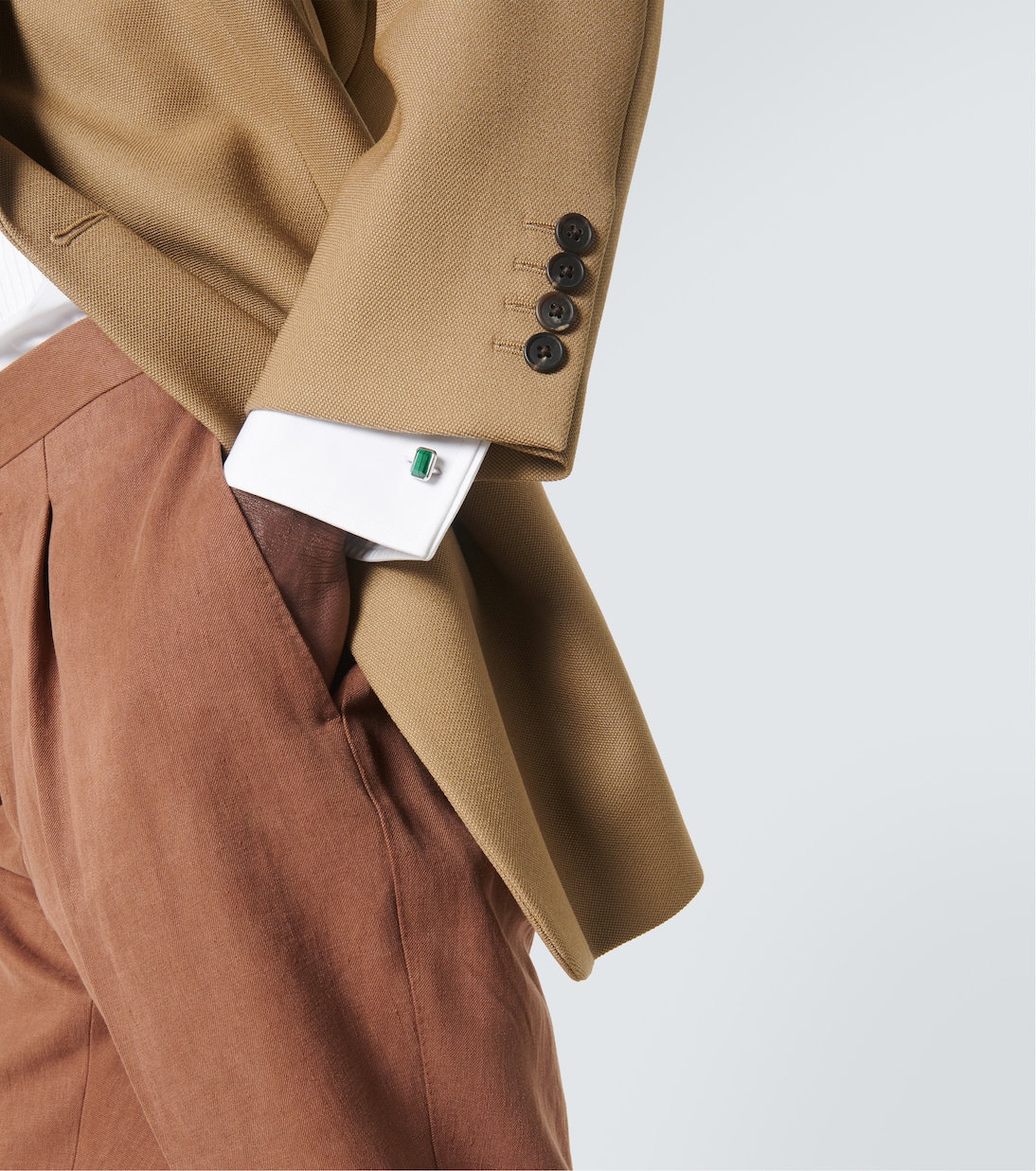 Sterling silver cufflinks with malachites | Mateo