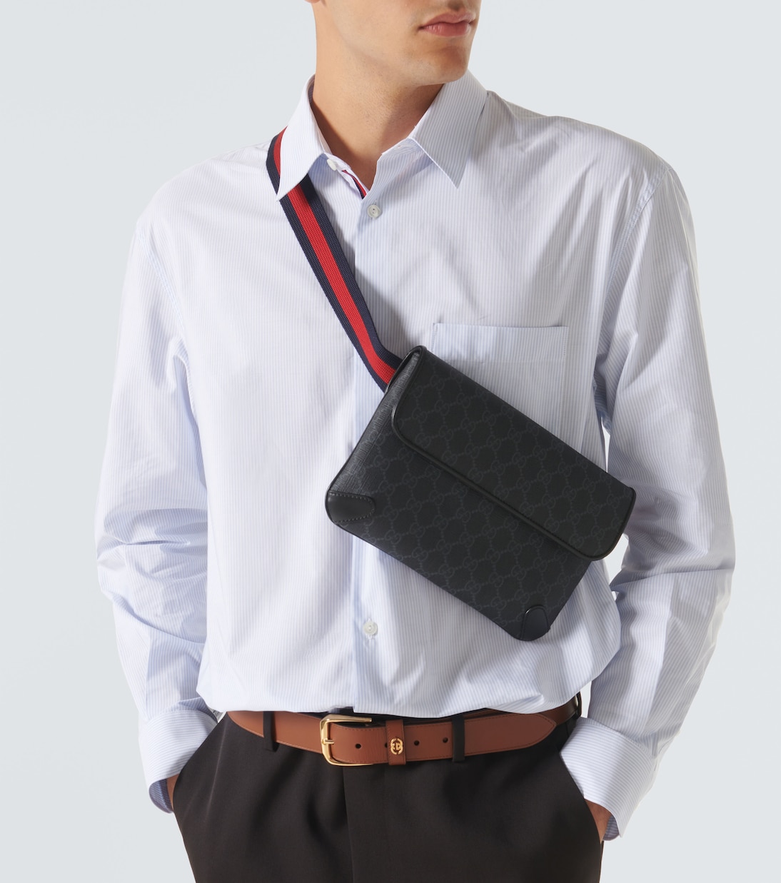 Web Stripe GG Canvas leather-trimmed belt bag | Gucci