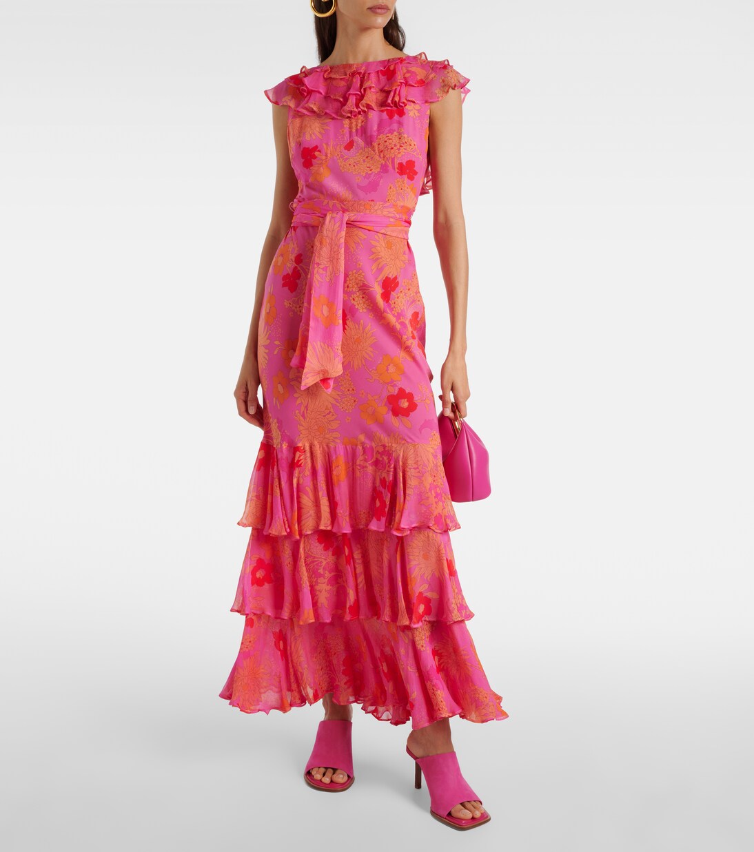 Robe longue Rio en soie à fleurs | Rixo