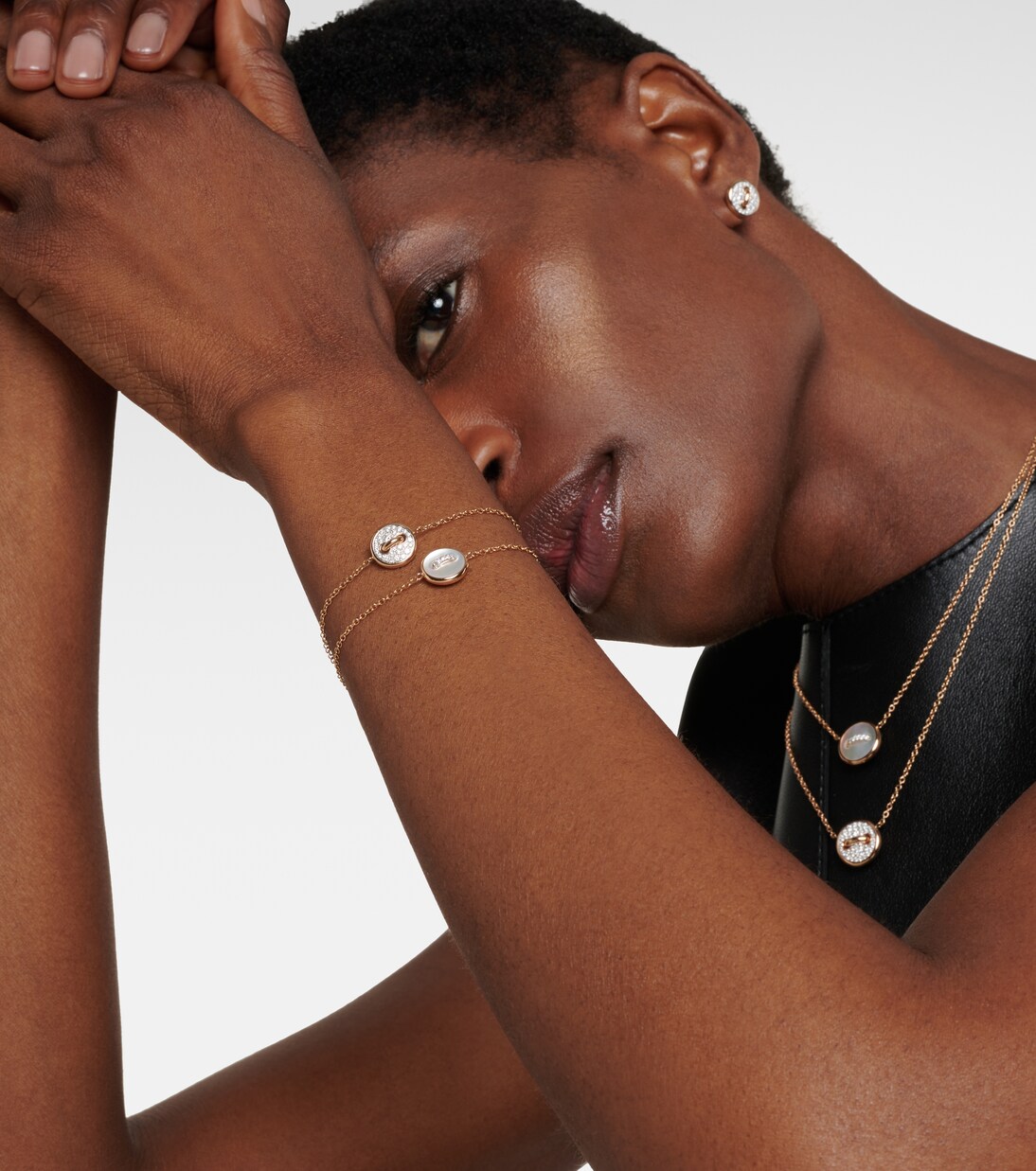 Armband Pom Pom Dot aus 18kt Roségold mit Perlmutt und Diamanten  | Pomellato