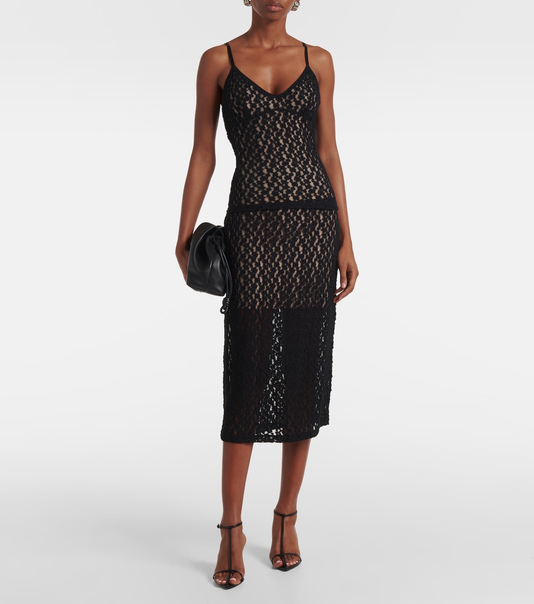 Floral sheer smocked lace midi skirt | Vince