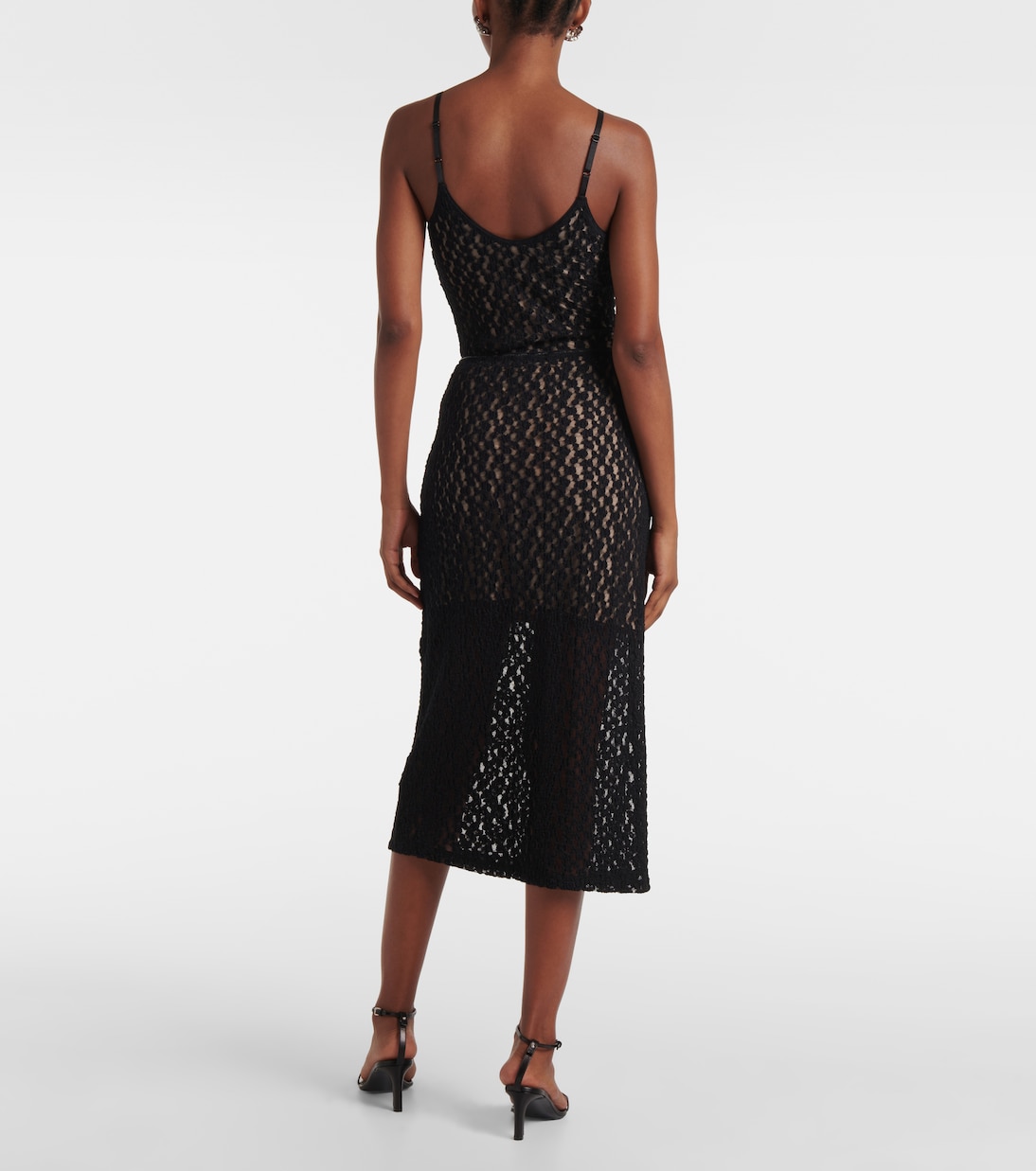 Floral sheer smocked lace midi skirt | Vince