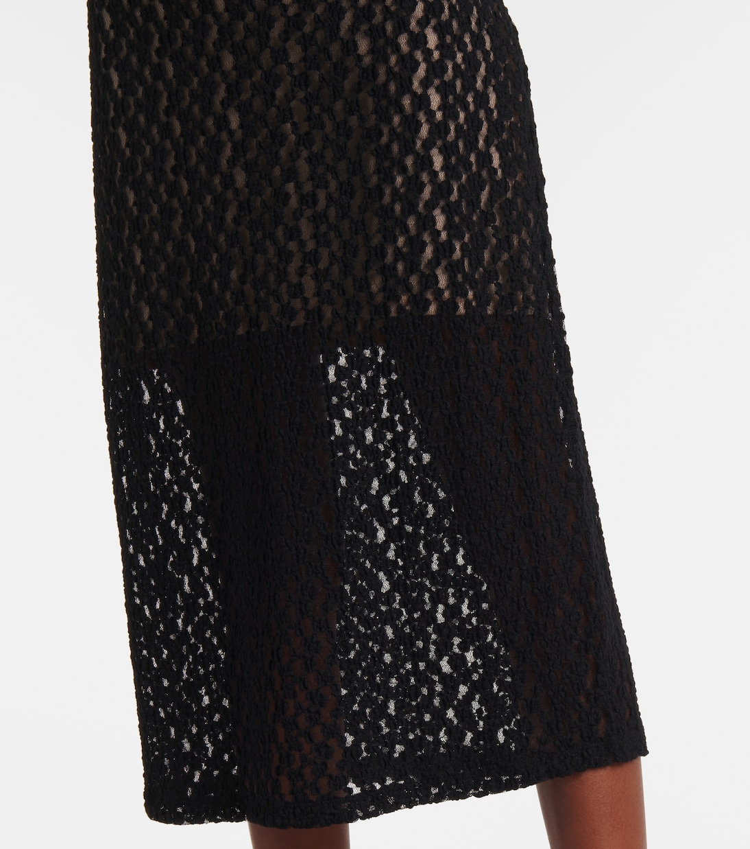 Floral sheer smocked lace midi skirt | Vince