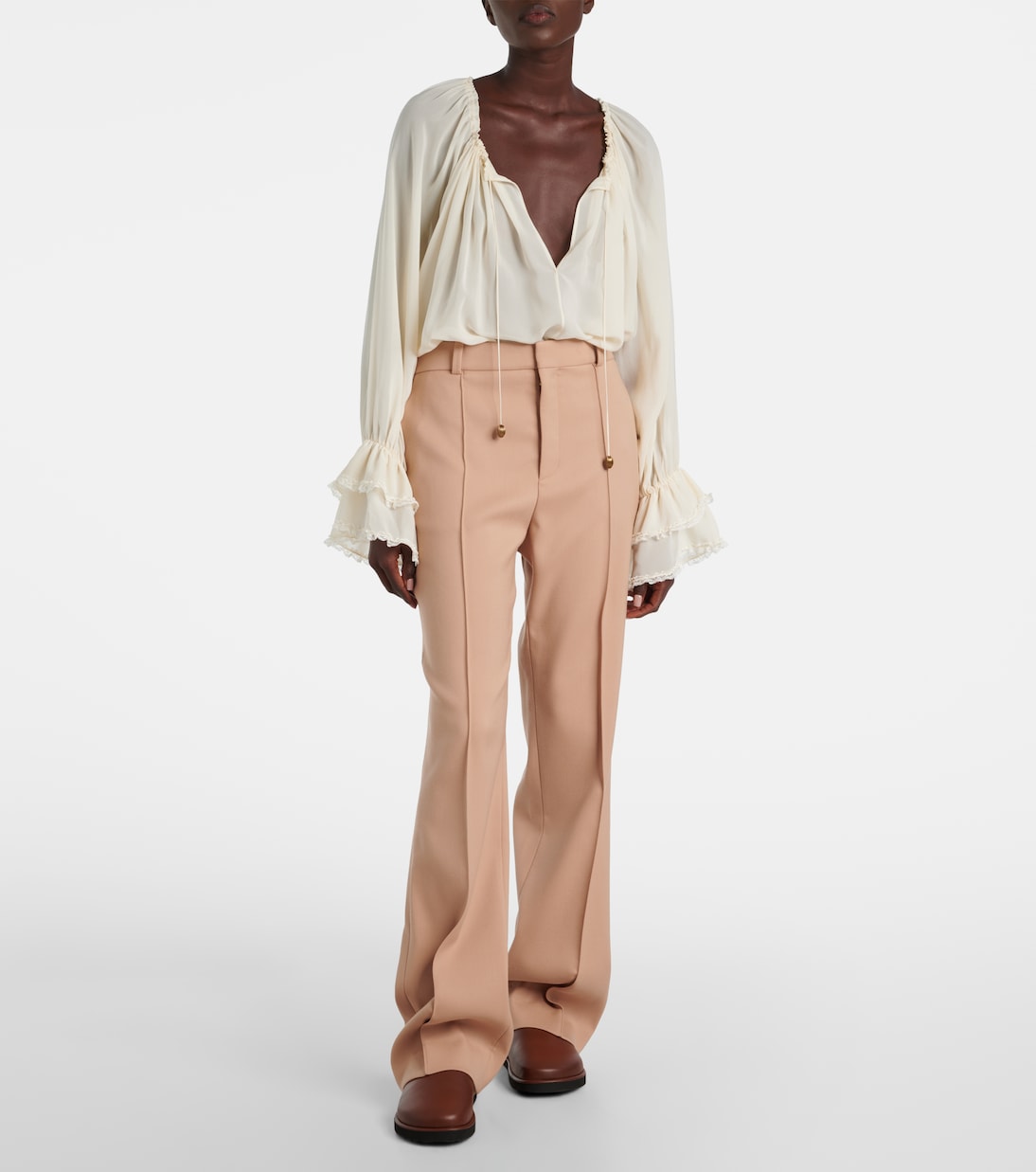 Gerade High-Rise-Hose aus Wolle | Chloé