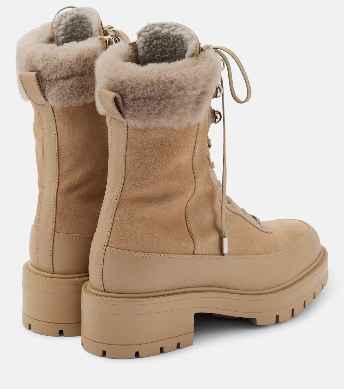 Very Cortina shearling-trimmed ankle boots | Aquazzura