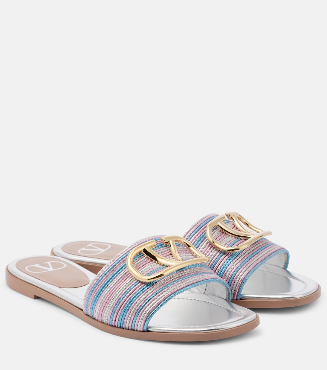 Mules VLogo en cuir métallisé | Valentino Garavani