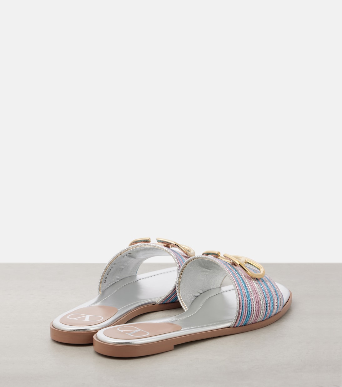 Mules VLogo en cuir métallisé | Valentino Garavani