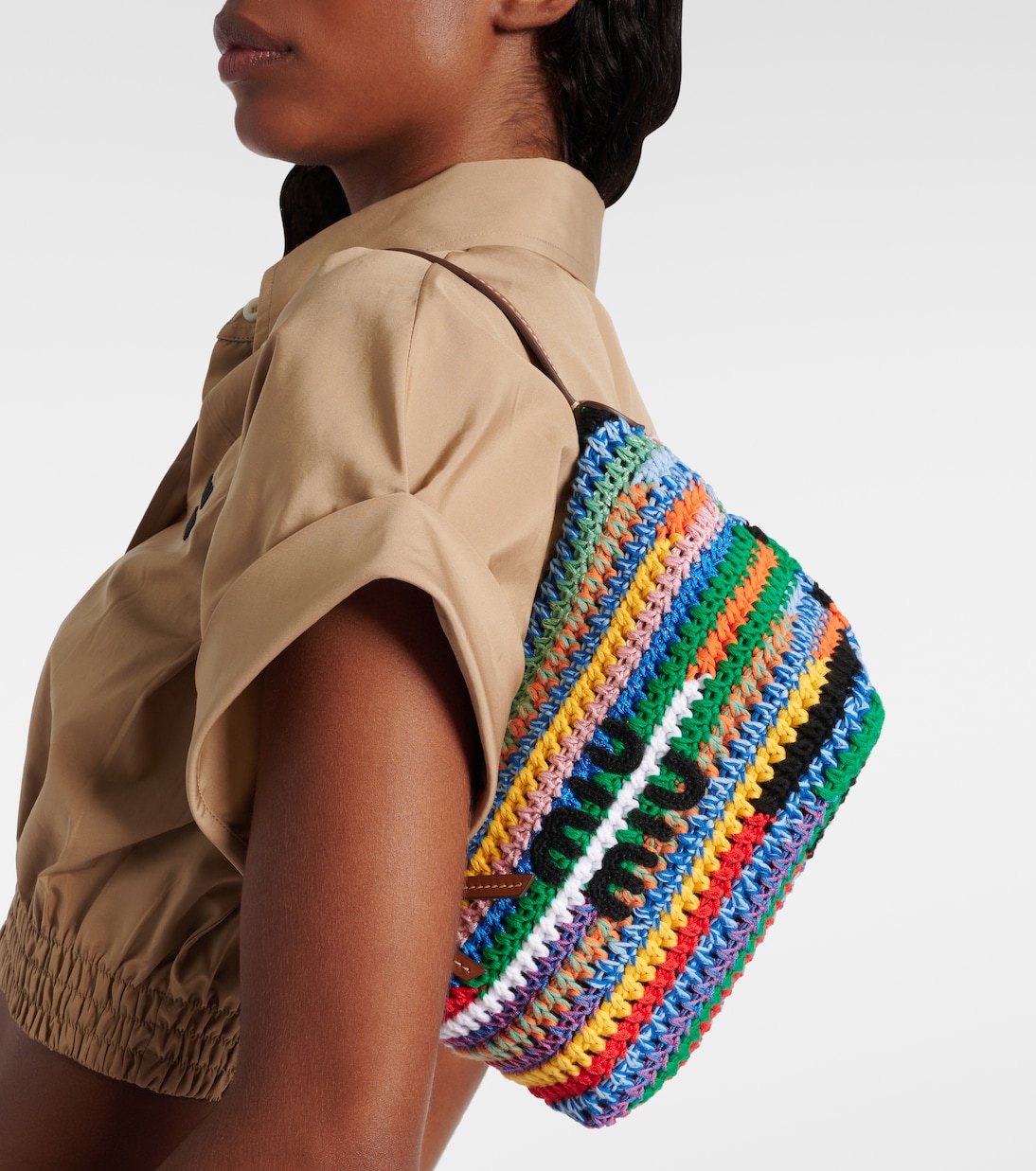 Logo crochet shoulder bag | Miu Miu