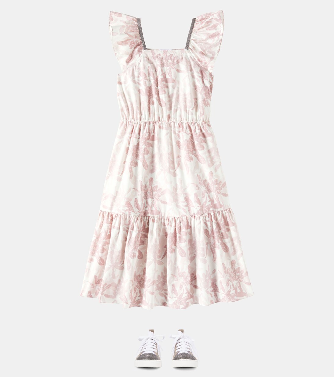 Robe Monili en coton à fleurs | Brunello Cucinelli Kids