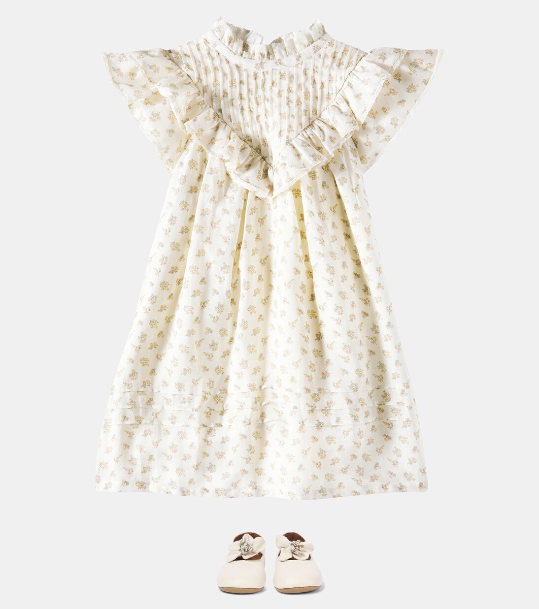 Sandra ruffled floral ramie dress | C'era Una Volta