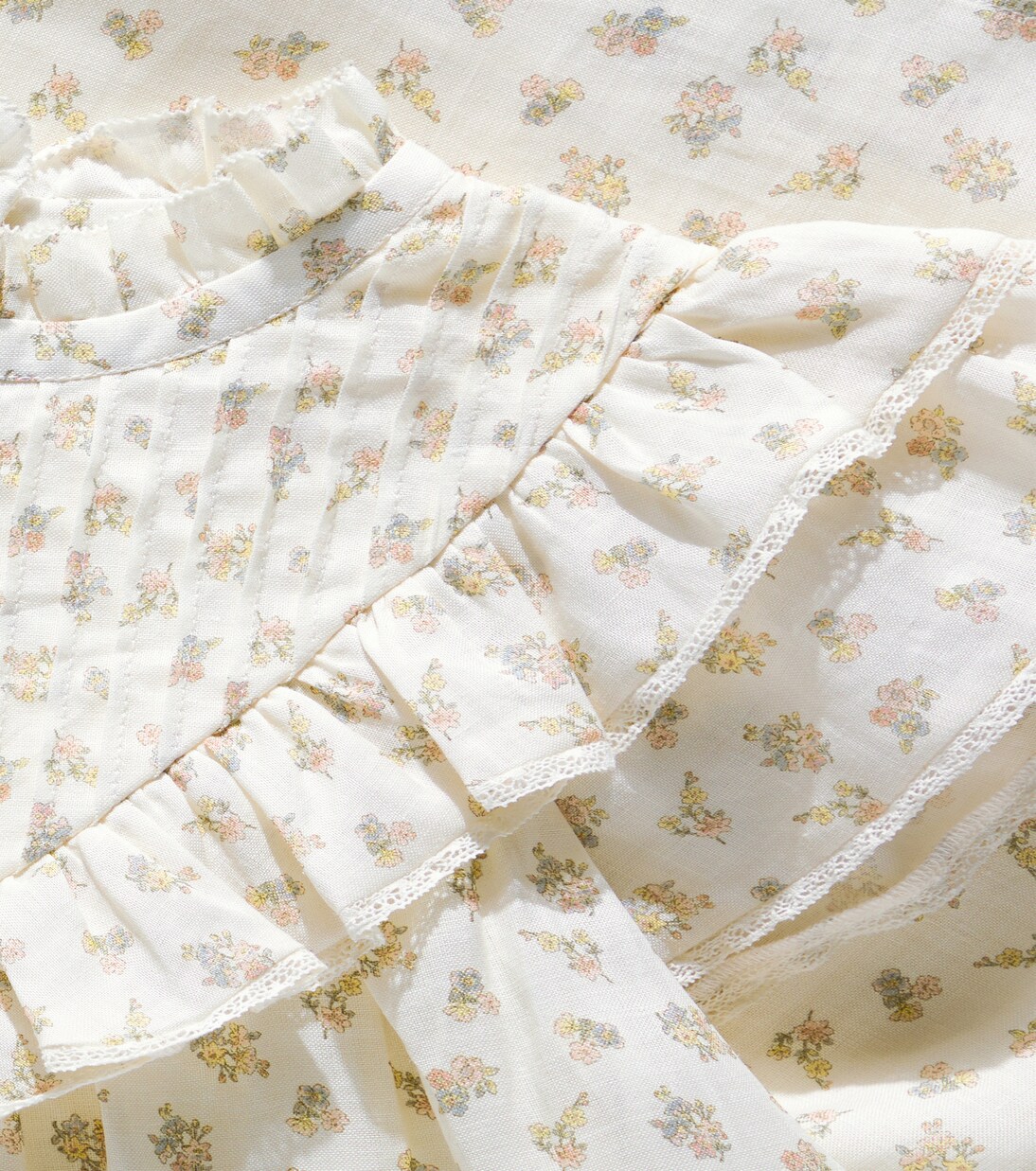 Sandra ruffled floral ramie dress | C'era Una Volta