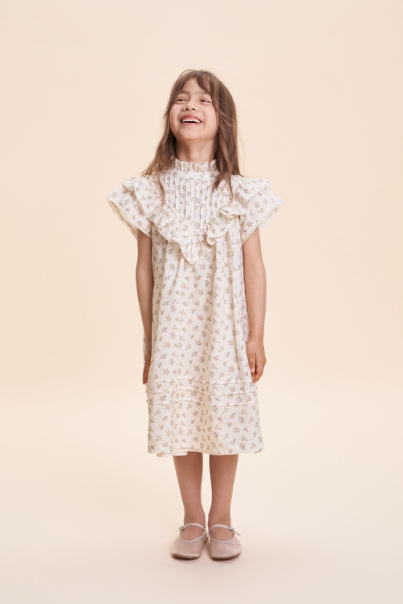 Sandra ruffled floral ramie dress | C'era Una Volta
