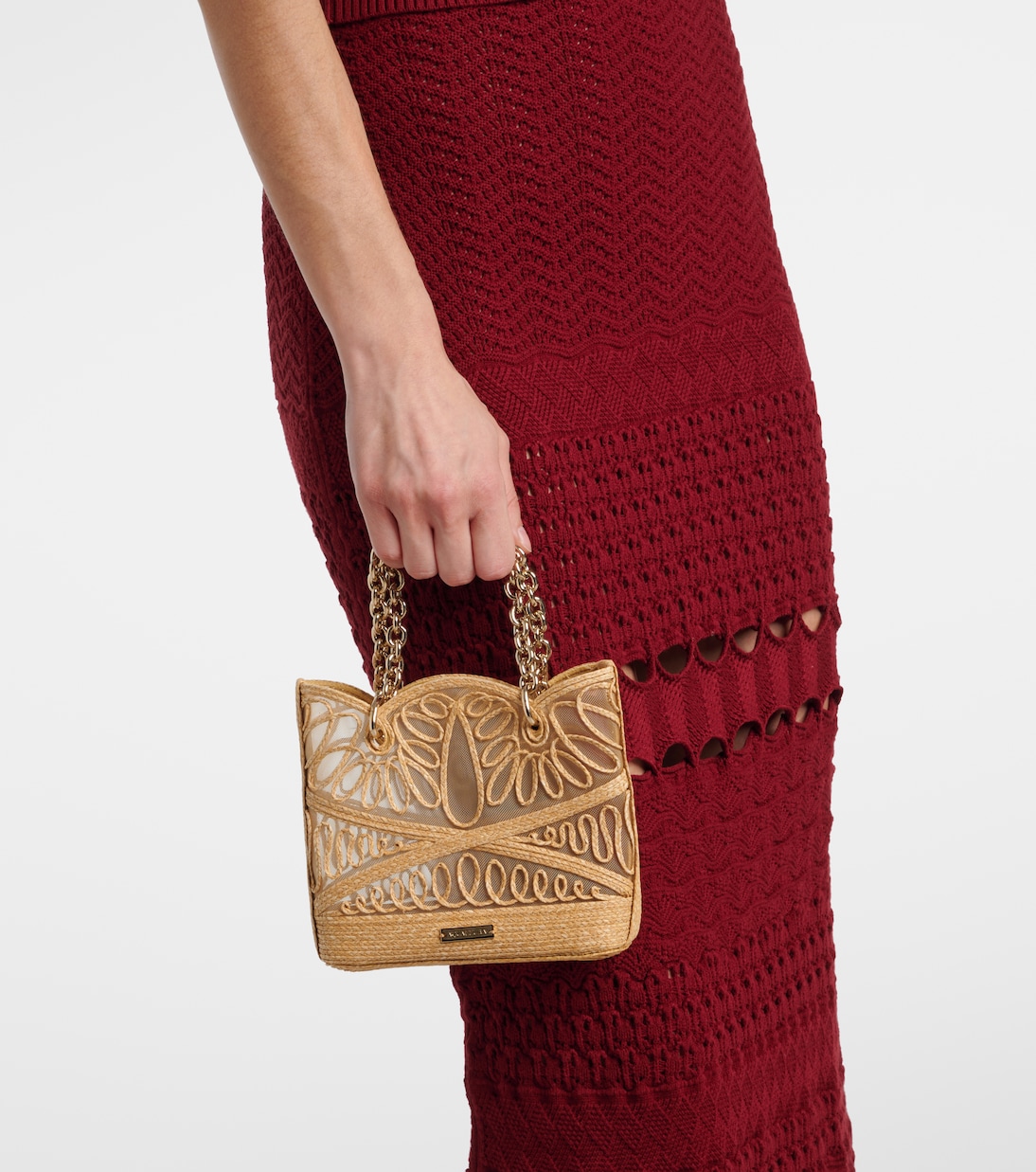 Sac Kahlo Mini en raphia à logo | Aquazzura