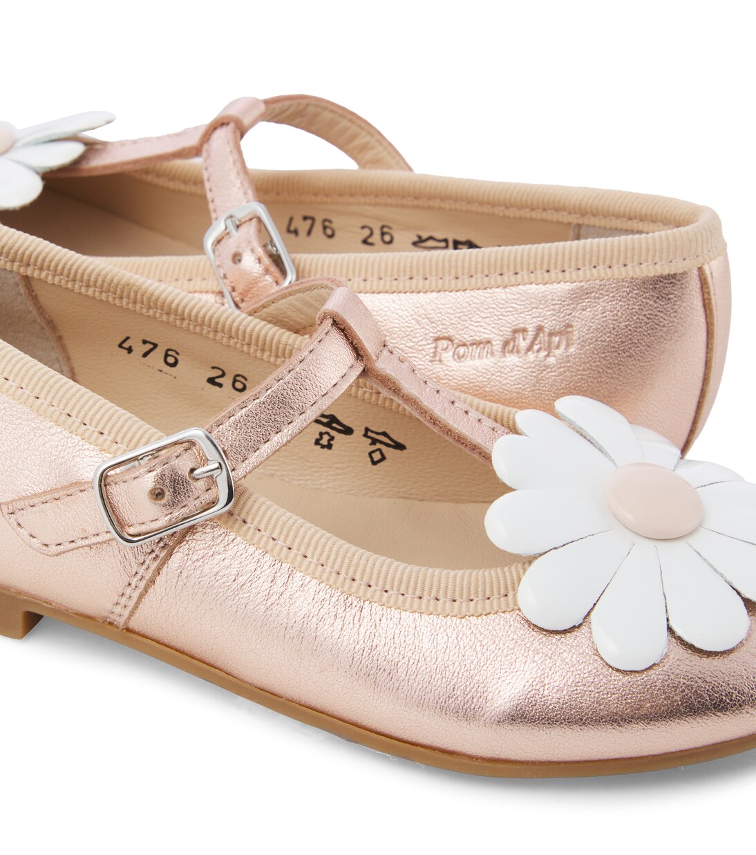 Dory Flo metallic leather ballet flats | Pom d'Api