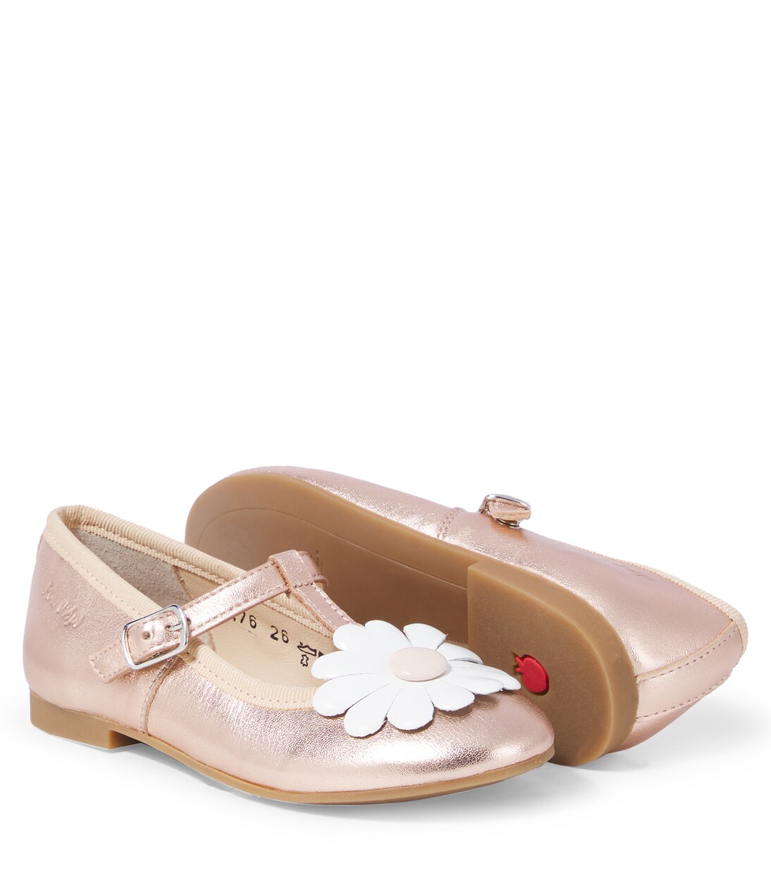 Dory Flo metallic leather ballet flats | Pom d'Api