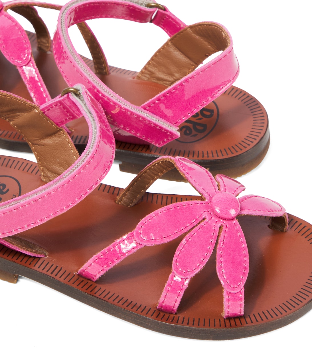 Floral-appliqué patent leather sandals | PèPè