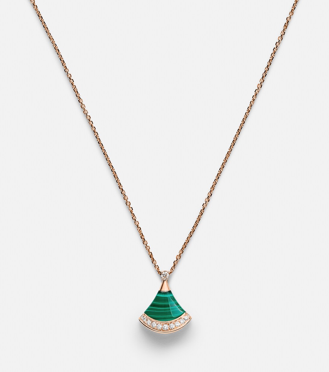 Divas' Dream 18kt rose gold necklace with diamonds and malachite | Bvlgari