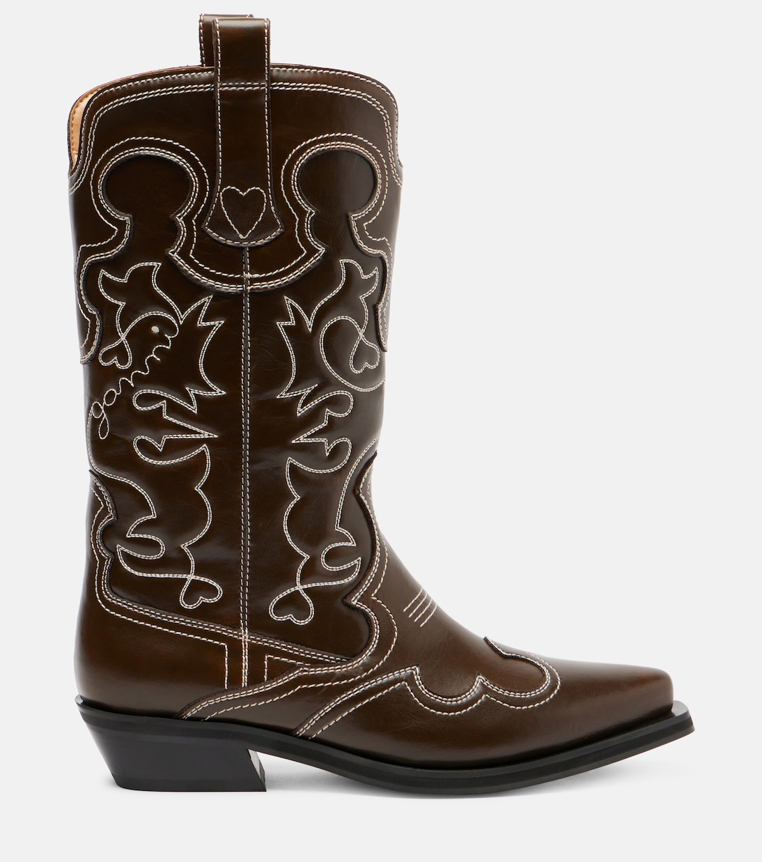 Mid Shaft embroidered cowboy boots | Ganni