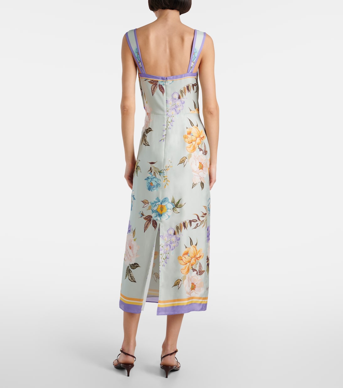 Bedrucktes Midikleid aus Twill | Self-Portrait