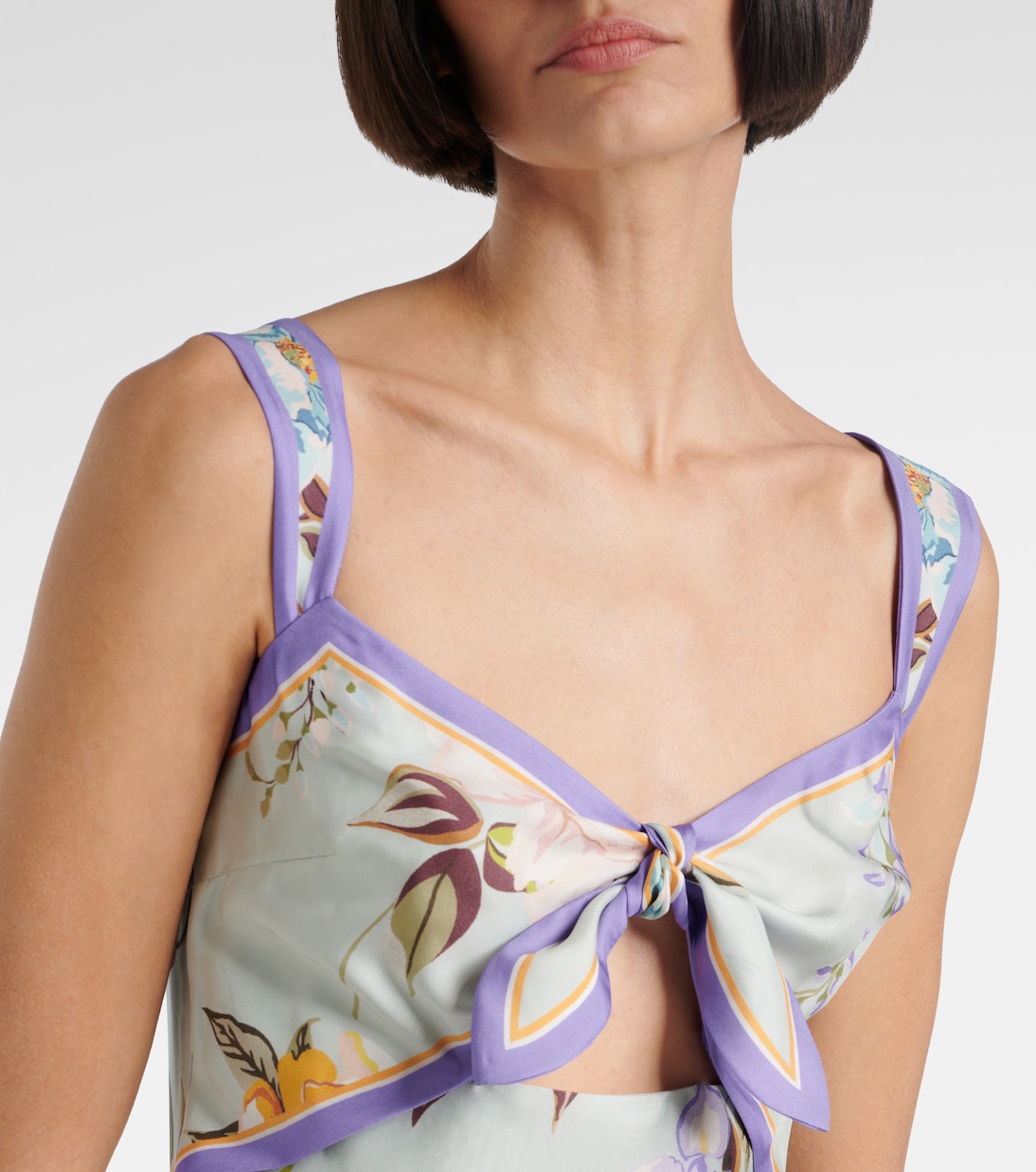 Bedrucktes Midikleid aus Twill | Self-Portrait